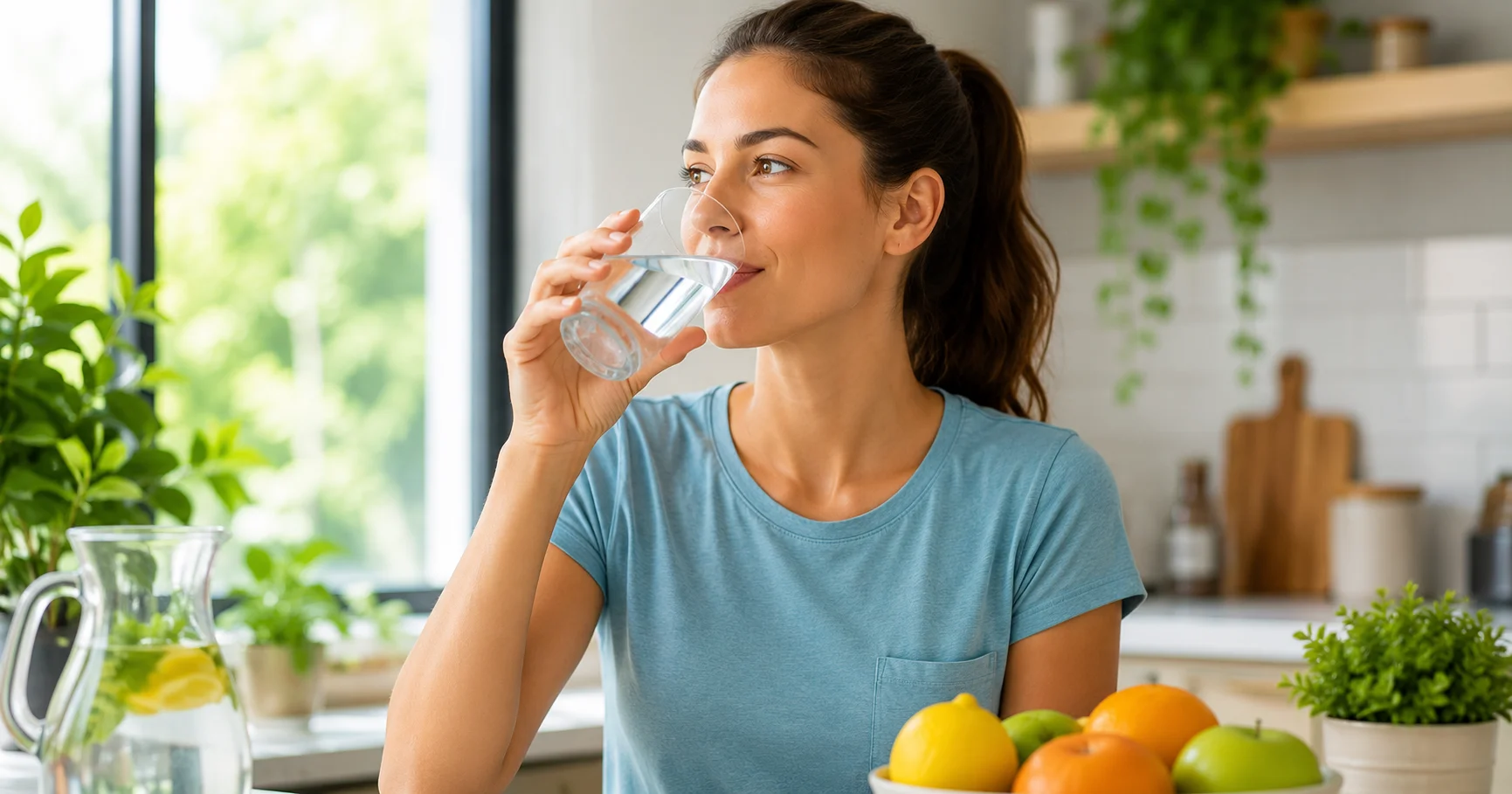 healthy person drinking water for daily hydration and wellness