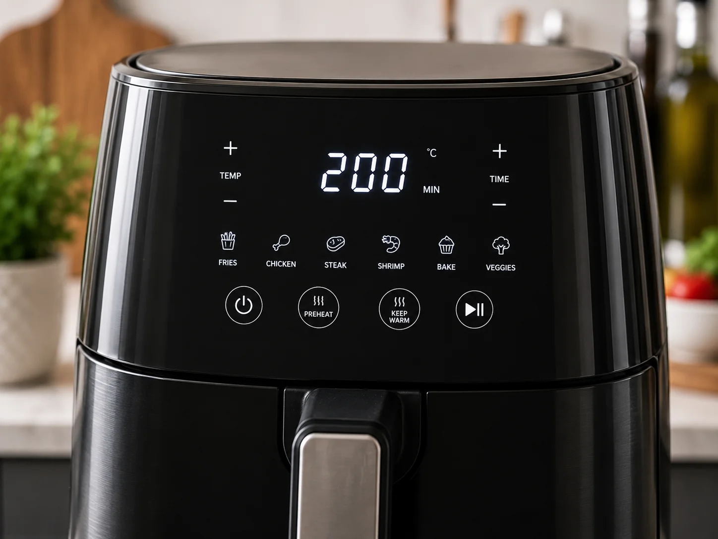 air fryer used in modern family kitchen environment