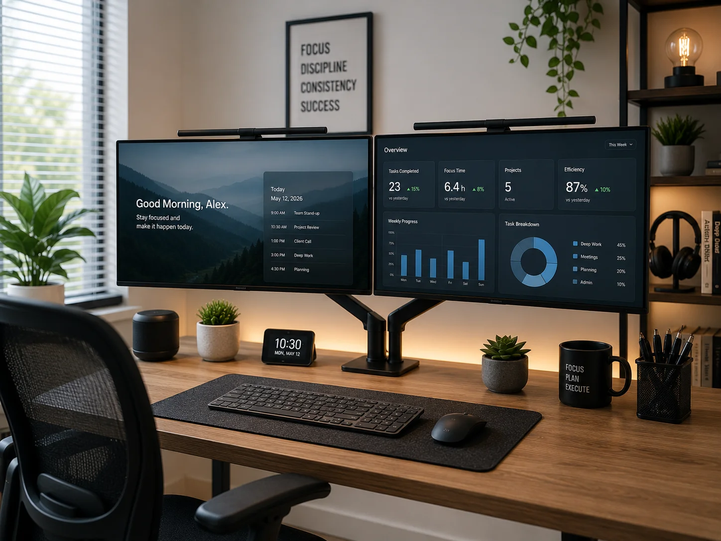 dual monitor home office setup