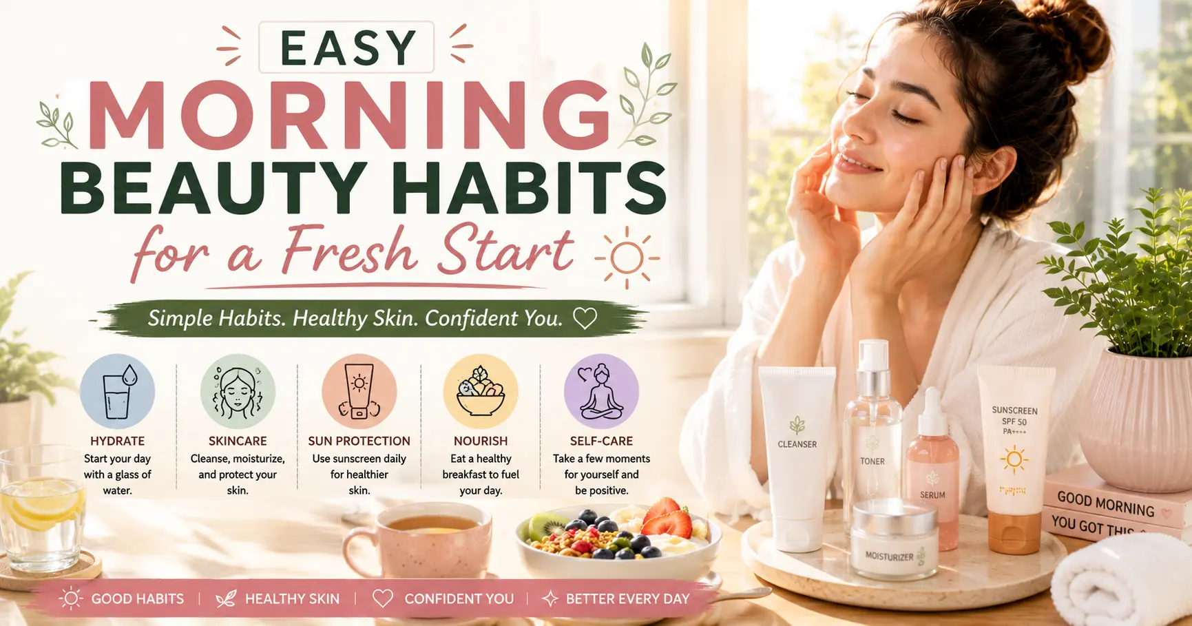 morning beauty habits for healthy skin and confidence