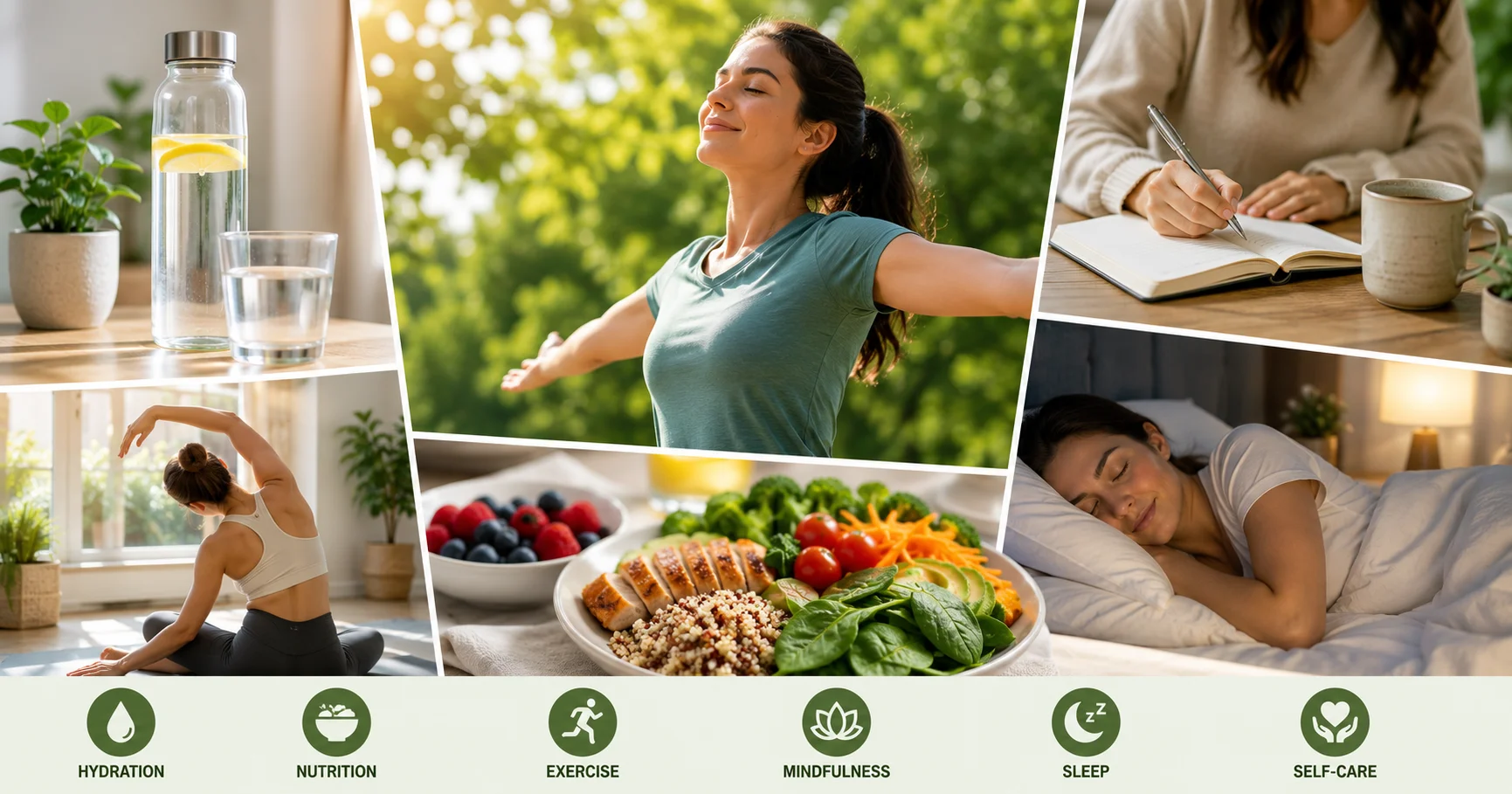 healthy lifestyle habits including hydration exercise nutrition and wellness