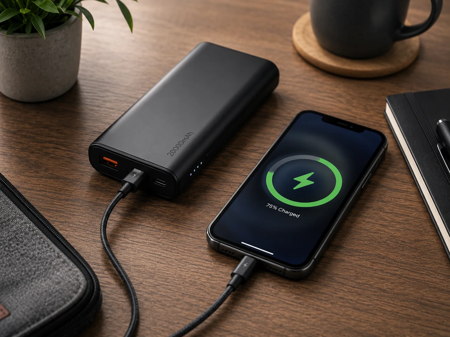 Portable power bank and smartphone