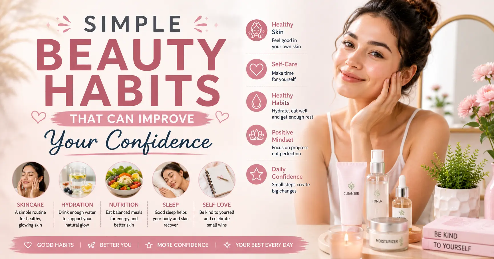 simple beauty habits that help build confidence and self care