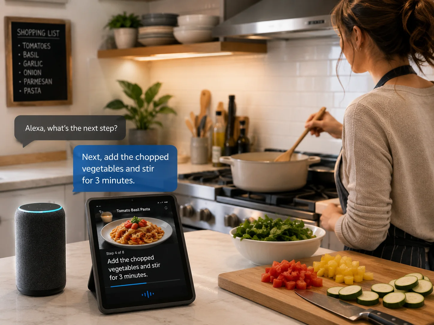 voice assistant helping in kitchen