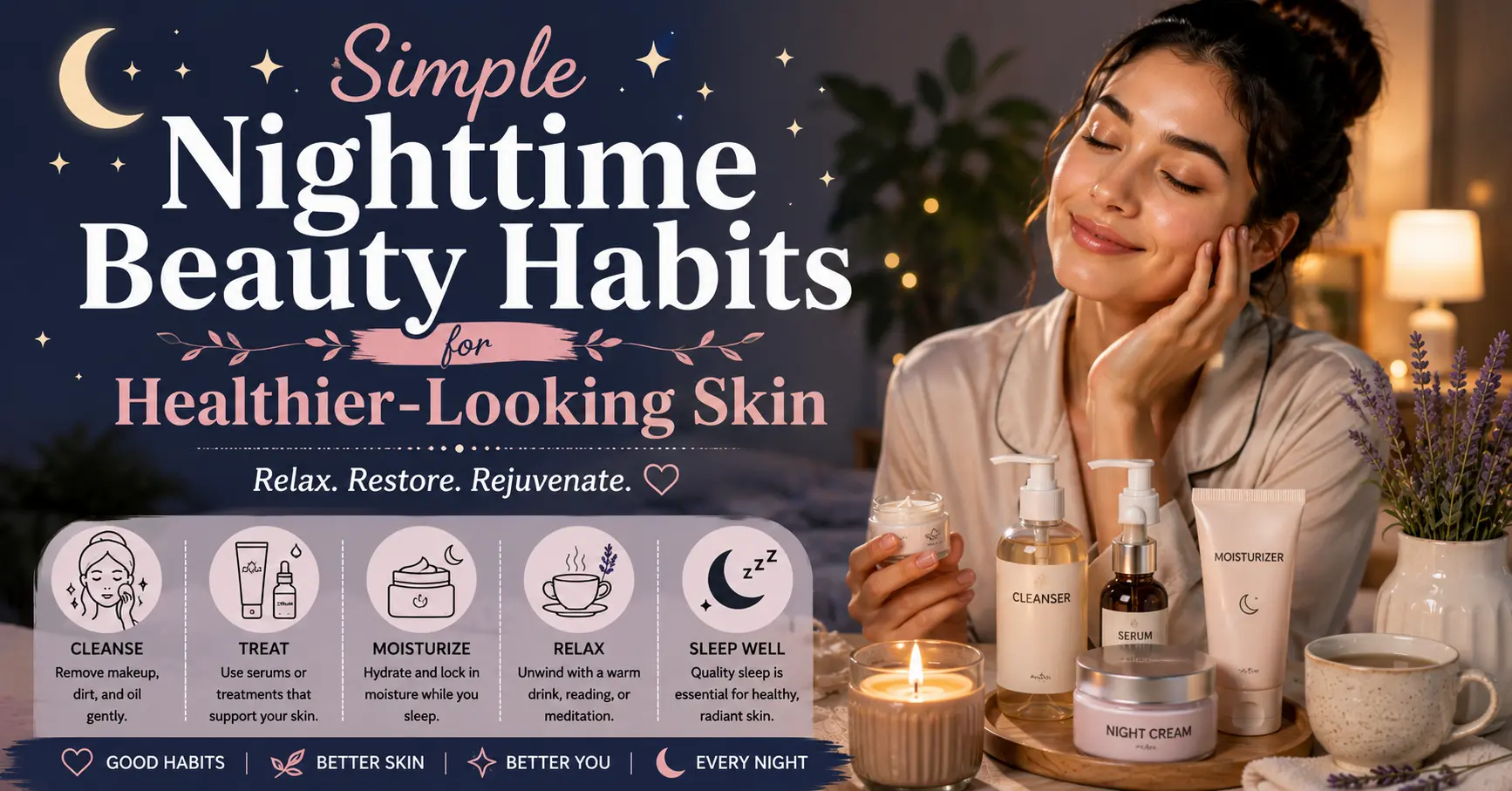 nighttime beauty routine supporting healthy skin and wellness