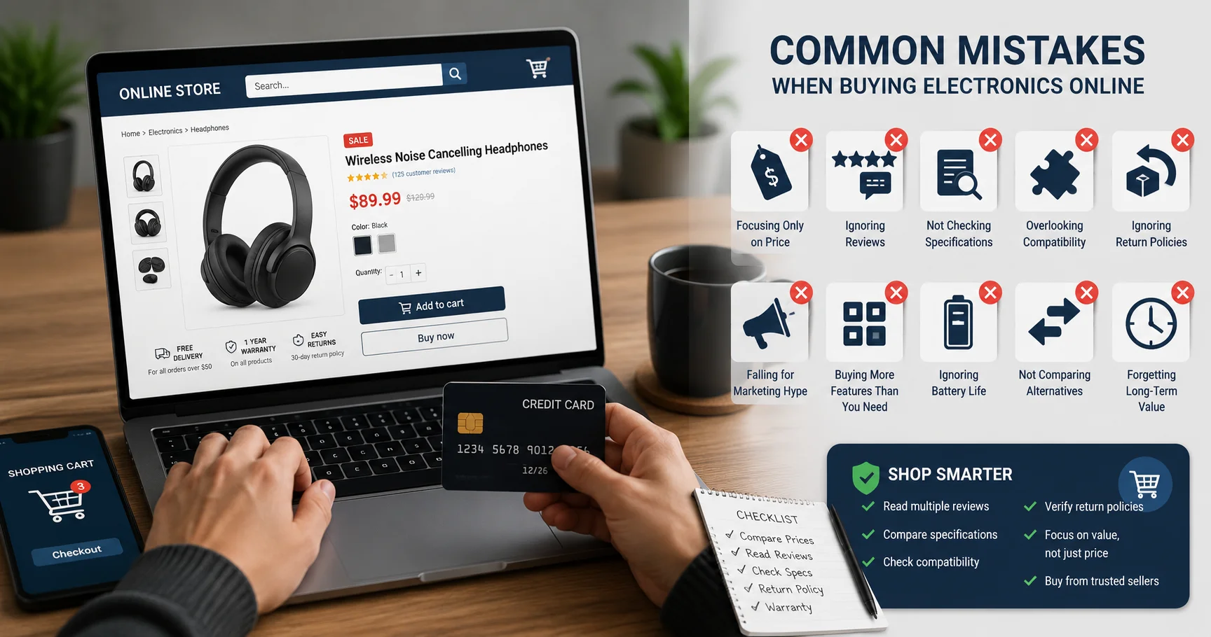 person shopping electronics online on laptop
