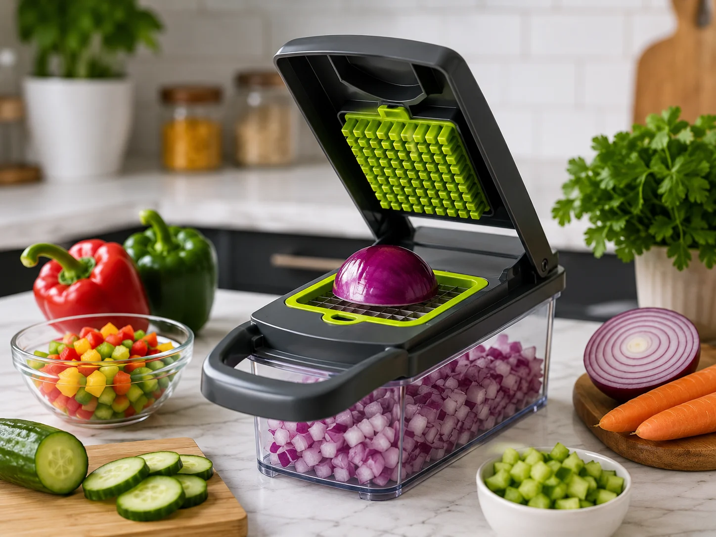 vegetable chopper preparing fresh vegetables